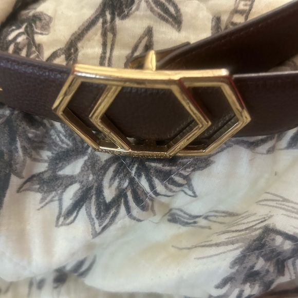 Vince Camuto S Brown Leather Belt with Gold Buckle GUC barely worn - Picture 3 of 10